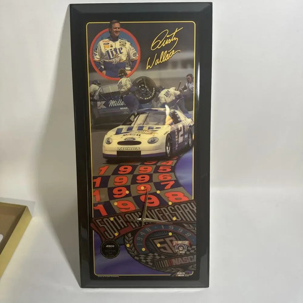 Jebco Clock NASCAR Rusty Wallace #2 Miller Lite Limited Edition NIB Vintage